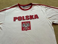 Vintage Polska Poland Polish Flag Short Sleeve Crew Neck Ringer T Shirt Men's XL picture