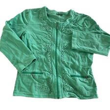 Gerry Weber Jacket Womens Small Blue Green Full Zip Long Sleeve Crochet Knit VTG picture
