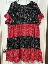 Womens 2x Spring Summer Dress SHEIN Red Black Hearts Tiered Poly Spandex picture