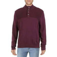 Club Room Mens Ribbed Four-Button Sweater, Burgundy Size XL picture