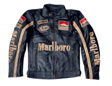 Men Marlboro Leather Jacket Vintage Racing Rare Motorcycle Biker Leather Jacket picture