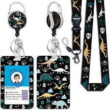 Cute Dinosaur Lanyards for Id Badges, Retractable ID Badge Holder with Detachabl picture