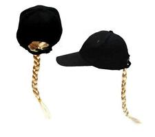NOVELTY BASEBALL HAT WITH LONG BLONDE BRAIDED PONYTAIL HAIR costume dressup picture