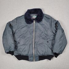 Vintage Timber King Jacket Mens Large Blue Bomber Made in USA Faux Fur Outdoor picture