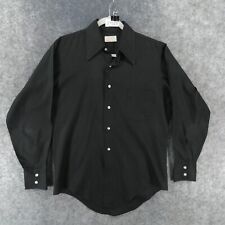 Vintage 60s Manhattan Torque Shirt Men Medium Long Sleeve Black Butterfly Collar picture