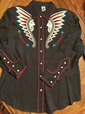 Vintage Ropa Hairston Roberson Western Shirt Large Leather Indian Chief picture