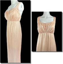 Pretty Vintage Shiny Apricot Nylon Empire Waist Gown Peach Glossy Gown L picture
