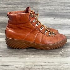 Vintage St. Moritz Nevea Boots Mens 12 Tan Leather High Lace Up Made in Italy picture