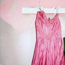 Vintage Slip Night Gown Dress Pink Cranberry Thin Lace Feminine Pretty Long picture