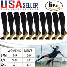 5 Pairs Copper Compression Socks 20-30mmHg Graduated Support Mens Womens S/M-XXL picture