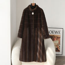 Gold Mink Velvet Warm Long Coat Womens Stand Collar Middle-aged Mothers Overcoat picture