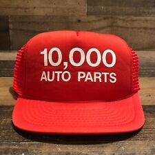 Vintage 10,000 Auto Parts Hat Snapback Trucker Cap Mens Red White 90s - READ picture