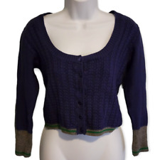 Le Mont Saint Michel Cardigan Y2K Cropped Ribbed Sweater Size Small picture