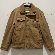 Mens Levi's Canvas Jacket Size M Full Zip + Snap Front Lined Pockets Light Brown picture