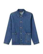 A.P.C. B10021 Mens Blue Kerlouan Logo Print Denim Chore Jacket Size M picture