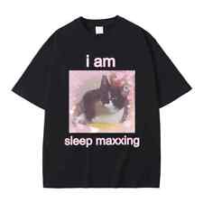 I Am Sleep Maxxing Cute Cat Print T Shirts Men Women Funny Summer T-shirt Male F picture