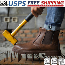 Mens Waterproof Work Boots Indestructible Steel Toe Shoes Slip On Safety Shoes picture