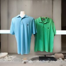 Chaps Mens Large Custom Fit Blue And Green Short sleeve polo Shirts Lot Of 2 picture