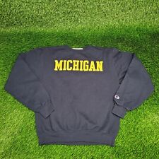 Champion x University-of-Michigan Sweatshirt Small Black Yellow Spellout Faded picture