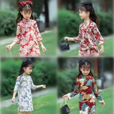 New Kids Child Chinese Style cheongsam Girls embroidery Mesh Dress Hanfu Floral picture