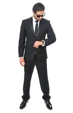 Slim Fit AZAR MAN Black Tuxedo 2 Button Satin Notch Lapel Flat Front Pants NEW picture