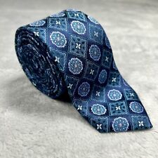 NWOT Ted Baker Men’s Tie London Teal Blue Silk SKINNY 59”x2.5” Medallion Print picture