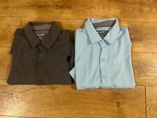 Twillory Performance Short Sleeve Button Down Polos, Grey And Blue, Size Medium picture
