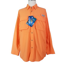 Bimini Bay shirt men's large orange long sleeve outdoor vented UPF NEW picture