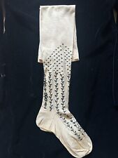 Antique Victorian mid-19th century black embroidered socks stockings picture