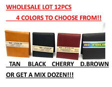 WHOLESALE LOT 12 MENS LEATHER WALLETS BIFOLD 4 colors black, beige, Brown or mix picture