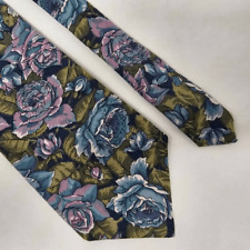 LIBERTY LONDON COTTON TIE PINK BLUE ROSE FLORAL DRAWING PAINTING TEXTURED 4