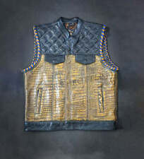 Hunt Club Style Men's Gator Leather Vest Motorcycle Biker Concealed Carry picture