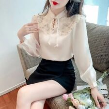 Women Chinese Style Streamlight Bright Surface Shirt Tops Thin Beaded Design picture
