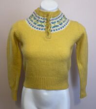 VTG Artichoke Shetland Wool Yellow Sweater Pullover XXS 4 button picture