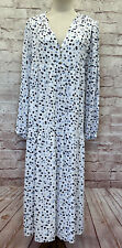 LOFT Maternity Blue & White Polka Dot Tiered Maxi Dress Long Sleeve Size Small picture