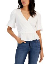 MSRP $50 Inc International Concepts Women Puff-Sleeve Blouse White Size Large picture