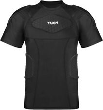 Men's Padded Compression Shirt Short Sleeve for Sports & Training - Adult Black picture