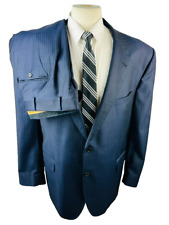 Jos. A. Bank Gold Mens 48R Navy Stripe Soft 100% Wool 2 Piece Suit W/Pants 40x32 picture