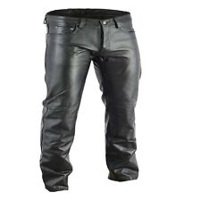Men's Motorbike Cowhide Leather Pant 5 Pockets Black Leather Pant 28