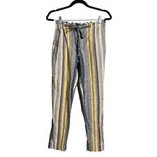 BeachLunchLounge Women’s Yellow Gray Linen Blend Tie Front Casual Pants Small picture