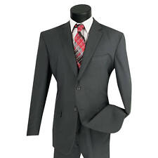 LUCCI Men's Charcoal Gray 2-Button Classic-Fit Poplin Polyester Suit - NEW picture