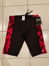 TYR Men's Red/Black Swim Suit Jammer Racer Drawstring Waist New W/TAGS, SZ 36 picture