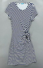 J McLaughlin Elora Dress Stripe Navy White Side Tie Catalina Cloth Size Medium picture