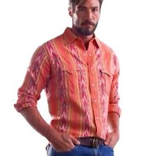 Ryan Michael Men's Orange Snap Ikat Stripe Shirt Western Size XXL NWT New picture