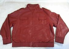 Hudson Outerwear 2XL Red Leather Bomber Motorcycle Jacket Coat Zip Button Close picture