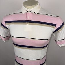 NOS Mens Polo Shirt Sears Oakton Striped Knit Vtg 70s 80s NEW Wave Preppy SMALL picture