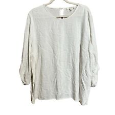 UMGEE Blouse Womens 1XL Ivory Linen Blend Top picture