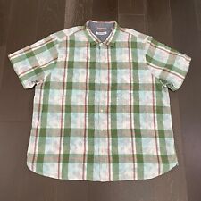 Tommy Bahama Shirt Mens 3XL Green Plaid Floral Sheer Button Casual Hawaiian Dad picture