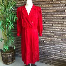 Diane Gilman Vintage Red 100% Silk Faux Wrap Dress picture