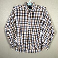 David Donahue Shirt Mens 16.5 - 36/37 White Button Up Long Sleeve Check Casual picture